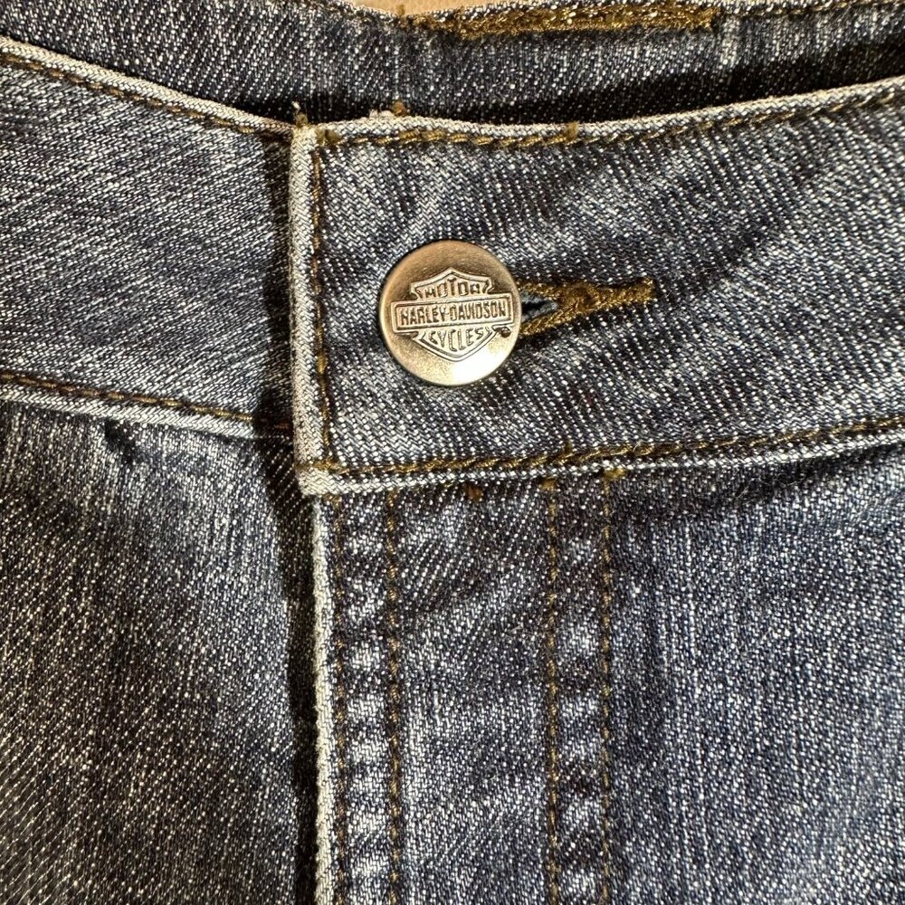 Harley-Davidson Womens Studded Embroidered Blue Denim Jeans SZ 12 High Rise EUC - Picture 9 of 12